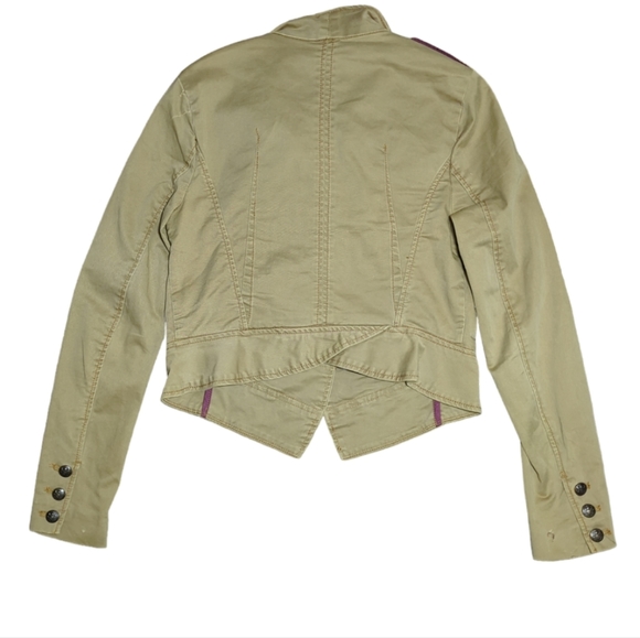 Free People Military Jacket Shrunken Officer Gold Beaded Epaulettes Size S - Picture 12 of 13